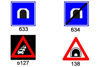 What sign warns drivers about an approaching tunnel?