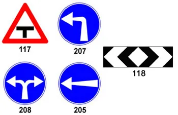 תמונה לשאלת תאוריה 0360: בצומת הוצב תמרור 118. איזה תמרור יוצב במרחק סביר לפני…