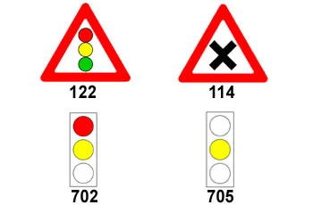 תמונה לשאלת תאוריה 0367: איזה תמרור מזהיר על צומת מרומזר לפניך?