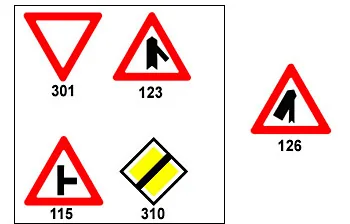 Before you is traffic sign 126. Which traffic sign should be placed in the road with…