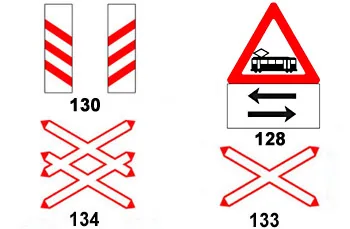 תמונה לשאלת תאוריה 0374: איזה תמרור מציין מקום מפגש מסילת ברזל, מסילה אחת?