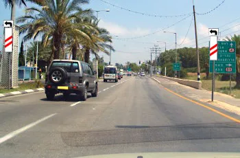 According to the following road signs, what are we expected to come across following the…